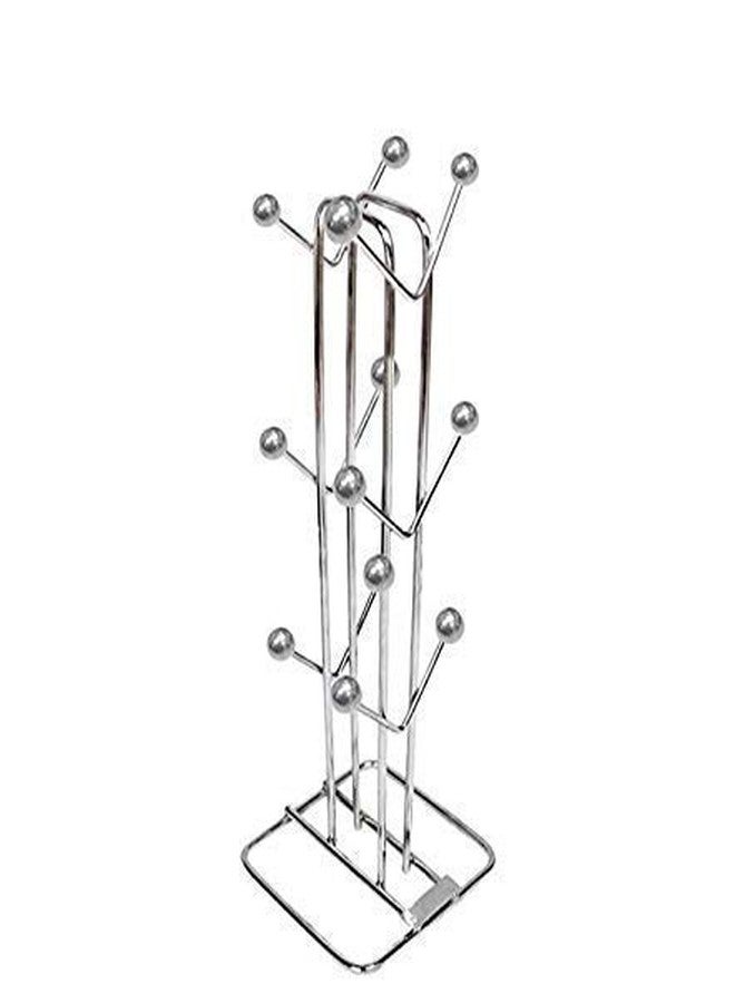 AMAZE Stainless Steel V Shape Cup Stand Pieces Medium with 12 Hooks - Silver - Image 3